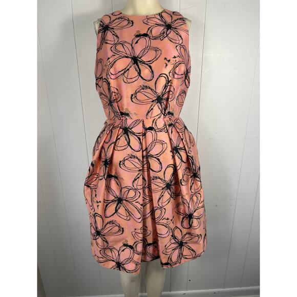 Carmen Marc Valvo Pale Floral Sleeveless Cocktail Dress Size 8 - Picture 1 of 7